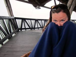 Then the storm rolled in and we were freezing...luckily we smuggled a blanket out...